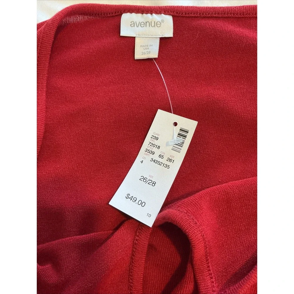 NEW! Avenue 3X 26/28 Casual Career‎ 3/4 Sleeves Solid Red Sweater Top